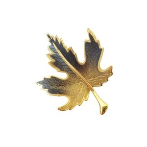 Vintage Gold Tone Autumn Leaf Brown Graduating Color Brooch Pin Fall Leaves